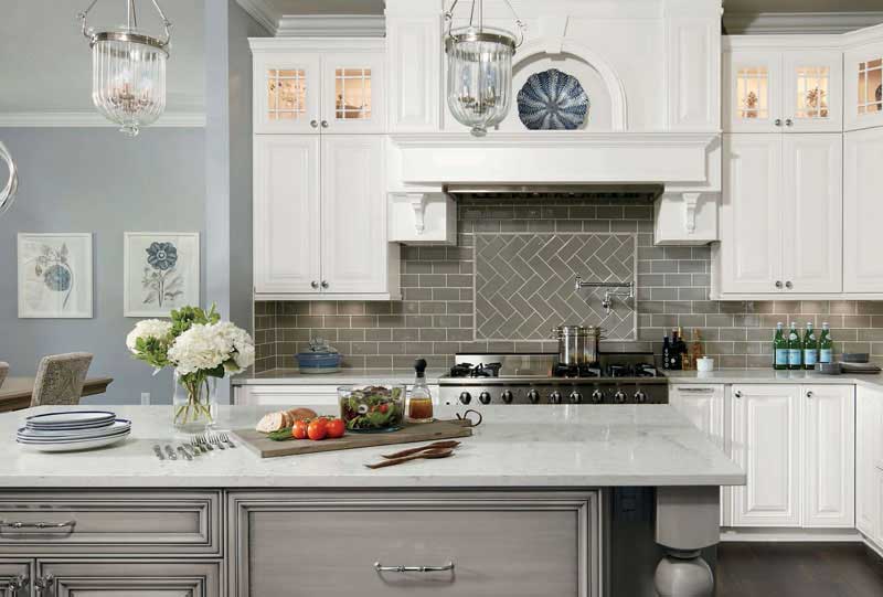 Omega Cabinetry white framed cabinetry